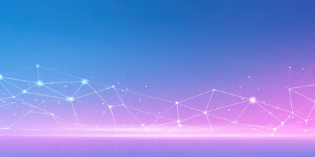 Abstract tech background with a gradient sky and connecting dots, minimalist designの素材