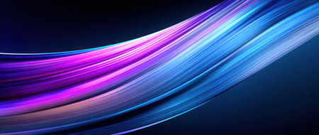 Swirling digital art of colorful light trails, streaks of vibrant purple, blue, and pinkの素材