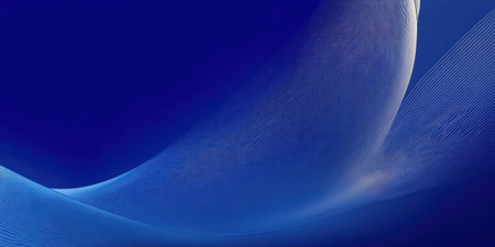 Abstract blue background with flowing, light-colored lines suggesting movement and depthの素材