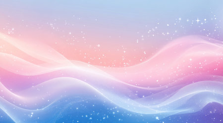 Abstract background with colorful waves and stars, pastel colors, glowing pink, purple, and blue color gradient, ethereal cloud design, fantasy illustration, dreamy atmosphere, magical fog effect, soft lighting, close-up view, floating effect of light particles, high resolution. --ar 128:71 --v 6.1 Job ID: 5931bb7e-6f95-4c0b-b5d6-865a5bfe5b7eの素材