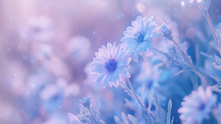 Beautiful blue and purple daisy flower with space for text, macro photography, high resolution, professional photograph, super-resolution, high-megapixel, Pro Photo RGB, bokeh lighting, high-quality graphics, and a beautiful background. --chaos 30 --ar 16:9 --v 6.1 Job ID: 5f12e860-0463-499f-a58d-03cfffe5fc69の素材