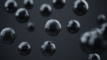 Dark gray abstract background with floating black polygonal spheres, creating an elegant and minimalist wallpaper or screensaver. --ar 53:30 --v 6.1 Job ID: b83bfaf1-eead-4b2a-accd-0cd1006ffb1fの素材