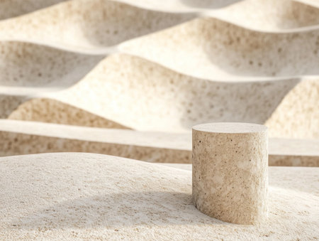 Minimalist background with beige and white colors, simple shapes and curves, a small circle in the foreground and a long cylinder on top of it, hyper-realistic, 3D rendering, in the style of Octane Render. --ar 4:3 --v 6.1 Job ID: b5d2ffc3-7b39-4445-894d-4e1cfc667f06の素材