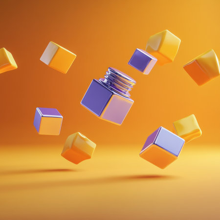 https://s.mj.run/kBlfO37UnKg A background of yellow cubes floating in the air on an orange gradient background. The background is minimalistic and uses soft lighting to highlight each cube, creating depth with perspective. It has a clean design aesthetic with geometric shapes and forms. --v 6.1 Job ID: 01c23010-08fc-4161-af67-f06236d5f6d1の素材