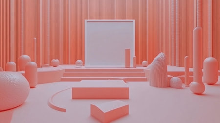 An empty rectangular frame mockup in white, placed on the wall of a modern living room with a square-shaped sofa and coffee table. The background is white paneled walls with some decorative pieces. The overall theme and tone have a warm, orange color. There are no windows visible in the scene. The photo was taken from a frontal angle. --chaos 30 --ar 16:9 --v 6.1 Job ID: bf873ab6-79dd-4cbf-b5c7-7f56ecc8d993の素材