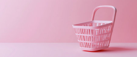 3D rendering of a shopping basket icon isolated on a pink background with copy space, a minimal concept. Detailed photograph, stock photography, in white and pastel colors, with high-key lighting. --ar 12:5 --v 6.1 Job ID: 5ce87cfe-8475-4723-a358-183d032dcf23の素材