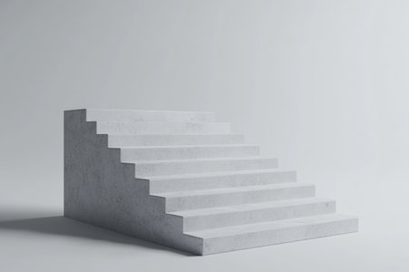 3D render of simple white concrete stairs on an empty background. --ar 3:2 --v 6.1 Job ID: 0a675036-d11c-488f-98f8-46cdfb241fb7の素材