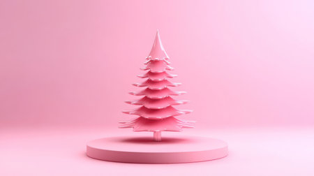 3D rendering of a spiral rose gold Christmas tree ornament on a pink background with geometric shapes and a podium for product display presentation. Isolated, with simple pastel color backgrounds in a minimalist style. High resolution, with copy space concept. --chaos 30 --ar 16:9 --v 6.1 Job ID: 0f3dcbe7-e7e4-4d73-832e-5749f6cff5a4の素材