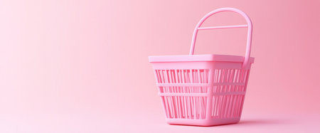 Minimalist pink background with a shopping basket icon, a simple design, 3D rendering, no text or other elements, and a pastel color palette for e-commerce advertising. --ar 12:5 --v 6.1 Job ID: e7844f30-6c90-4546-b867-bc89a3636b4bの素材