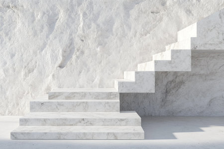 3D render of white concrete stairs on an empty background. --ar 3:2 --v 6.1 Job ID: 5e5034fb-8e27-47d2-be1c-7a666848ba2dの素材