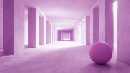 3D render of a pink ball rolling down a purple, short pipe track. --chaos 30 --ar 16:9 --v 6.1 Job ID: 8f74ae53-2e34-4d2a-a12b-4a4d67efed4eの素材
