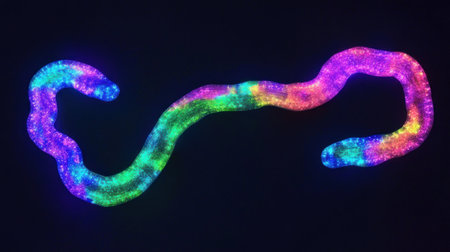 Black background, curved blue and purple lines in the middle of the screen, colorful gradient light strips, minimalist style, flowing shape, high-saturation color scheme, high contrast, abstract composition, blurred effect, light passing through thin air. A long strip of luminous material forms an S-shaped curve with a strong sense of movement. The fluorescent powder on it shines brightly against the black darkness, giving people a visual impact. in the style of [Artist name] --chaos 30 --ar 16:9 --v 6.1 Job ID: 00a68342-c5e6-4f22-b87a-7e5a9d95c804の素材