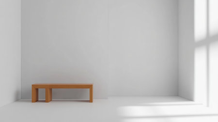 3D rendering of a modern bedroom interior with a white wall mock-up and a wooden bed, and a side table on the left. Minimalist home design for a hotel or apartment in the style of Scandinavian style. Copy space banner. High-quality photography. --chaos 30 --ar 16:9 --v 6.1 Job ID: 15500487-cc23-4796-904b-6fcc39af318fの素材