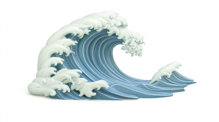 A blue curved wave icon with a white background, vector graphics, simple design, smooth edges, 2D style, illustration design, high resolution, professional photography, sharp focus, studio lighting, ultra-detailed, high detail, smooth details. --chaos 30 --ar 16:9 --v 6.1 Job ID: 8c93f206-ca7a-423c-add6-ca9f772398c2の素材