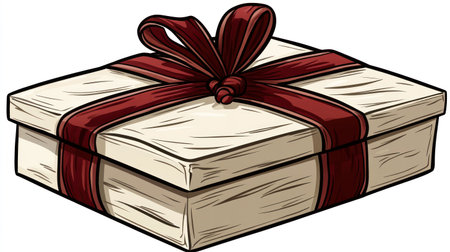 A white gift box with a red ribbon, isolated on a white background, in a cartoon style, in the style of PNG. --chaos 30 --ar 16:9 --v 6.1 Job ID: 44f21068-4799-4b6d-ac07-12bba333a552の素材