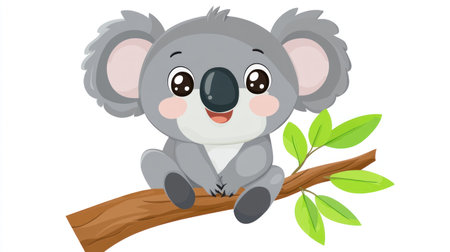 Koala sitting on a tree branch against a white background, detailed, in the style of a PNG image. --chaos 30 --ar 16:9 --v 6.1 Job ID: 0754d70b-2694-4c14-abf6-26d4d02c5fe5の素材