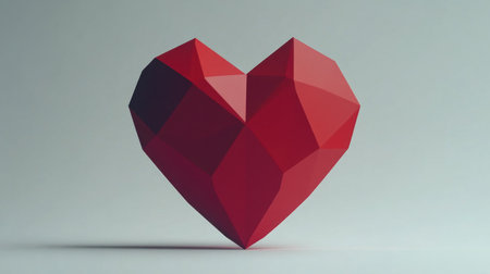 Red heart in low-poly style on a white background, vector illustration, no shadows, no gradients, high resolution, no lettering or text of any kind, flat design with simple shapes, logo, icon, clipart isolated on a pure white background, high-definition photography, ultra-wide-angle lens. --chaos 30 --ar 16:9 --v 6.1 Job ID: c6016a7e-e4c4-4799-928c-e5c335ab4cdbの素材