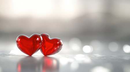 Valentine's Day background, two red hearts on the floor, white background, gray blurred background, light gray gradient, soft lighting, high-resolution photography, no blur effect, high quality. --chaos 30 --ar 16:9 --v 6.1 Job ID: b61323b2-6d52-4ef8-9d19-844f06f08885の素材