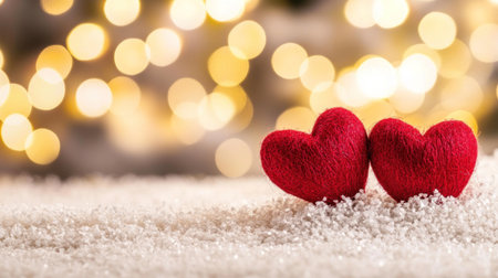 Two red hearts on a white background, with a grey and misty digital backdrop. This cute, love-themed image is suitable for a photography studio backdrop, featuring a bokeh effect and high resolution for a realistic look. Captured with a Canon EOS R5 camera. --chaos 30 --ar 16:9 --v 6.1 Job ID: f19fb13d-341a-40eb-820d-12692d8ecb46の素材