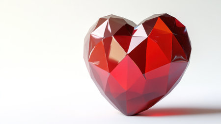A low-poly red heart on a white background, photographed in a flat lay, front view, with high-resolution details, professional color grading, soft shadows, and minimal contrast for a photorealistic rendering. The object is isolated on a pure white background with a simple design. --chaos 30 --ar 16:9 --v 6.1 Job ID: 2045e07d-2c1d-4d8f-9ccb-ef00c321158eの素材