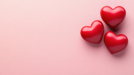 Minimalist pink background with red hearts on the right side, flat lay banner for a Valentine's Day concept. --chaos 30 --ar 16:9 --v 6.1 Job ID: eba1393c-b17c-48eb-9def-a65c0aaee090の素材