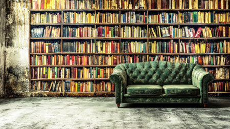 Modern living room interior with a grey sofa and bookcase against a white wall, a simple home decor with a concrete floor, a minimalist design of a modern apartment with copy space on the left side, side view. --chaos 30 --ar 16:9 --v 6.1 Job ID: 46a2f917-aacb-474d-aecf-81b9df683edfの素材