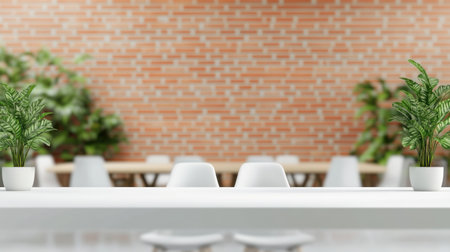 Modern office interior with glass walls and white wall mockup, blurred brick background, office space, modern minimalistic style, working place with desk and chairs, glass panels, minimal design of the room, photorealistic, high resolution, professional photograph, high detail. --chaos 30 --ar 16:9 --v 6.1 Job ID: 3b2d3bef-1800-4bb5-a9e5-902f4eaa757fの素材