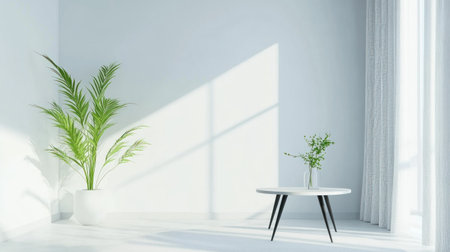 Modern sofa with grey fabric and black wooden legs, coffee table on light gray carpet near concrete wall with green plant in a vase and a window with curtains. Minimalist home interior design of a modern living room. --chaos 30 --ar 16:9 --v 6.1 Job ID: 12a84385-f77b-446e-8bc9-8a38477d6fcdの素材