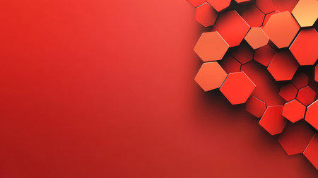 Red abstract background with hexagonal shapes, dark red gradient, high resolution. --chaos 30 --ar 16:9 --v 6.1 Job ID: 75af8658-8446-442c-aabe-aa03447ce301の素材