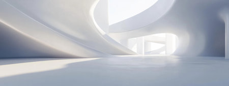 White abstract background with simple shapes and curves. Minimalist design, smooth lines, high resolution, high definition, high quality, high detail, sharp focus, sharp details, 3D rendering, 4K resolution. --ar 8:3 --v 6.1 Job ID: caffe967-1dad-42d1-887b-5be8b92cfbebの素材