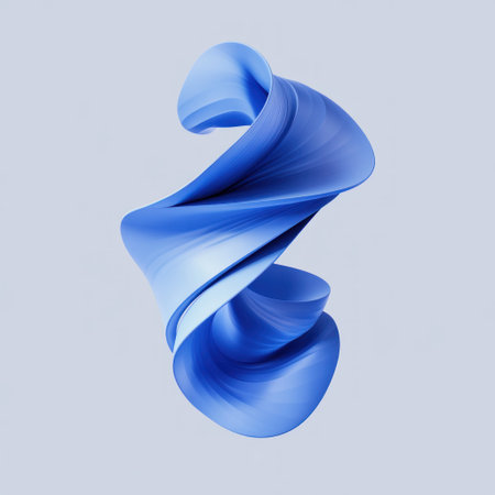 3D abstract blue twisted shape on a light grey background, digital art in the style of Sonya G. Cuddle and William Wray, logo for a mobile app with AI elements, minimalistic design, blue color palette, high resolution, very detailed. --v 6.1 Job ID: 1f23d1da-6428-4e8d-9d3e-f35f9990f185の素材