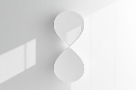 White background, abstract white geometric curves in the shape of an hourglass on a white wall, soft light and shadow effects, minimalist style, high-definition photography, symmetrical composition, clean lines, modern design, high resolution. --ar 3:2 --v 6.1 Job ID: 58fd74fc-4d35-4203-b8fc-d9bd3b2401e2の素材