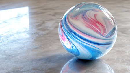 3D render of an abstract sphere with blue, pink, and red liquid inside, on a grey background. --chaos 30 --ar 16:9 --v 6.1 Job ID: 531dabea-c1a1-44f7-b140-b62e316be934の素材
