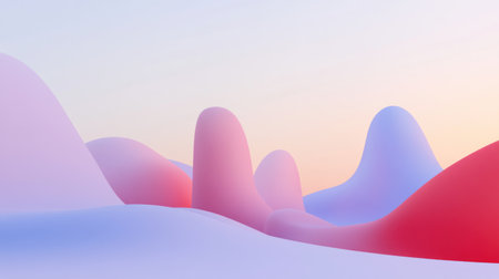 Abstract background with a gradient color and soft shapes, in shades of purple, red, and blue. Curved shapes, 3D rendering, high resolution, high quality, high detail, high definition, sharp focus, and high dynamic range. --chaos 30 --ar 16:9 --v 6.1 Job ID: 3727ba8b-c8d7-4cba-b09e-8a4af2d4cdc0の素材
