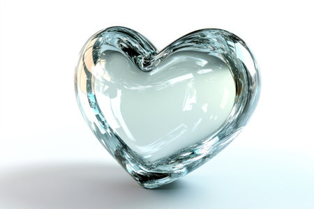 3D heart-shaped object made of glass, against a white background, with a shiny chrome texture, product photography. --ar 3:2 --v 6.1 Job ID: 4d597cd9-0ac2-4842-86c1-9405ac875032の素材