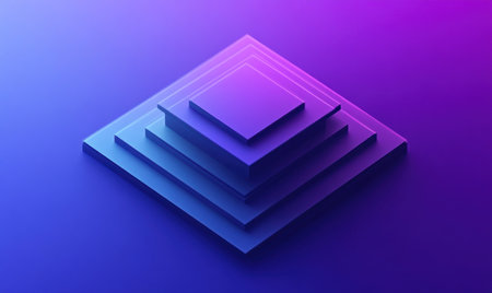 A purple and blue gradient background with an abstract floating shape in the center, rendered as a 3D model with intricate textures and colors. The design is simple yet visually striking, showcasing depth through shadows and highlights. It's a unique composition that evokes a sense of modernity and creativity. --ar 5:3 --v 6.1 Job ID: 1a4a6829-be25-46a1-b99d-02be08e35c59の素材