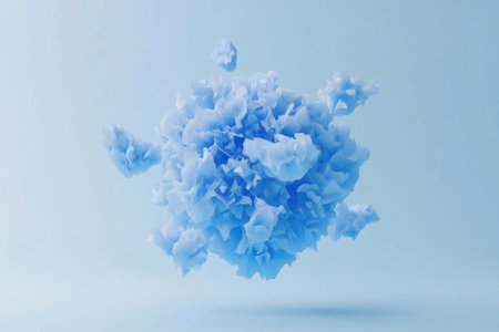 Abstract, minimalistic animation of blue cubes flying around in the shape of a sphere, with a simple solid-color background. --ar 3:2 --v 6.1 Job ID: 3c2600d6-21ca-40d3-9c83-e6c2c9e170f6の素材