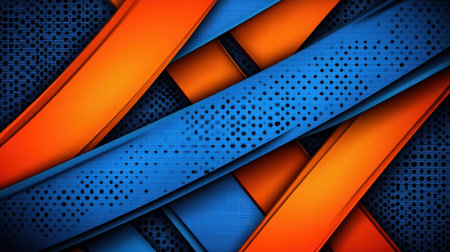Blue background with orange diagonal stripes and geometric shapes, a professional presentation banner design for corporate business. Vector illustration. --chaos 30 --ar 16:9 --v 6.1 Job ID: a4108161-d521-4a96-b09d-8cf4ee56aad1の素材