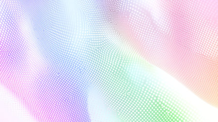 Colorful pastel background with halftone dots and gradient in blue, green, purple, and pink, with a soft focus, providing copy space for web design or presentation on the screen, reflecting digital technology. --chaos 30 --ar 16:9 --v 6.1 Job ID: 5619f39d-320d-407d-8ca3-f1277483cd26の素材