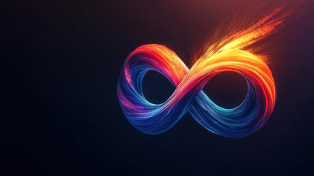 Colorful abstract waves in the shape of an infinity symbol on black background, 3d rendering illustration with soft shadows and a wide-angle perspective. --chaos 30 --ar 16:9 --v 6.1 Job ID: 0b416d9e-2bbf-408e-a1eb-e148b4b6debfの素材
