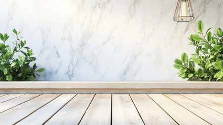 Modern interior of a living room and kitchen in white color with a wooden floor, marble wall cladding, green plants on the table, chairs around the dining area, a sofa near the window, a pendant light, and white marble wallpaper. Front view. --chaos 30 --ar 16:9 --v 6.1 Job ID: 6ae248fa-90af-41ed-8e00-22339345ac72の素材
