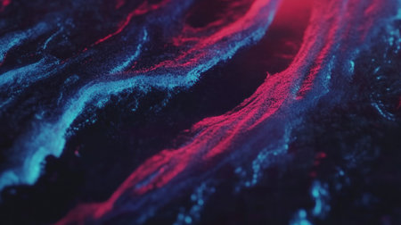 Blue and red glowing lines on black background, motion blur, dark blue and purple, blurred light effects, abstract background, high speed photography, dark colors, close-up, blurry details, super detail, high resolution, no contrast, fine gloss, best quality --chaos 30 --ar 16:9 --v 6.1 Job ID: ef696a5c-dc29-4edc-a564-da14489cb6c6の素材
