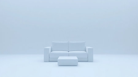 Modern minimalist living room interior with white sofa and coffee table against an empty wall mock-up, 3D rendering, stock photo, high-resolution photography, high detail, ultra-realistic photograph, cinematic, shot on a Canon R5 camera at f/8 aperture, with soft natural lighting and a white background. --chaos 30 --ar 16:9 --v 6.1 Job ID: 0f254510-134b-4295-8dc2-c6bc9aa51c73の素材
