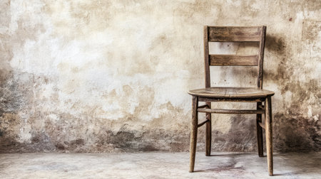 Photo of a minimalist wall with a single wooden chair, featuring a beige color scheme. The background is plain and uncluttered, providing space for text or graphics on the left side. This setting creates an elegant atmosphere suitable for showcasing product designs or digital art in the style of a contemporary style. --chaos 30 --ar 16:9 --v 6.1 Job ID: 5052f86b-ca64-4ccd-9623-3c93a6dd246dの素材