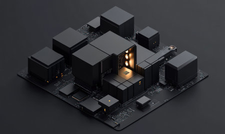 Black and gray 3D blocks, dark background, hyper-realistic, high resolution, high detail, isometric view. --ar 5:3 --v 6.1 Job ID: a6009f44-3b01-4de6-bc7b-4e3316d4231bの素材