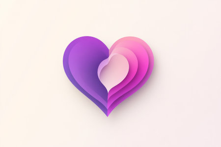 A vector graphic of an abstract heart shape with purple and pink gradients on a white background, no shadows, flat design, simple shapes, digital art, no text or letters, in the style of minimalist logo design for a social media app icon. --ar 3:2 --v 6.1 Job ID: 26584696-6472-4029-bbbc-5a85605bcb09の素材