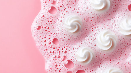 Blush pink water texture with ripples and bubbles, top view, copy space concept, pastel color background, banner design. --chaos 30 --ar 16:9 --v 6.1 Job ID: c093ddc8-f962-4fb1-8cd6-3874f2ef4167の素材