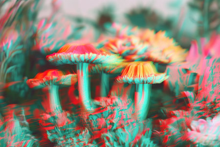 An anaglyph photograph of a colorful, psychedelic liquid, creating a trippy effect. --ar 3:2 --v 6.1 Job ID: e0d24cc9-9262-4ff8-b444-f7abfcd62dc2の素材
