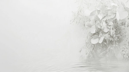 Abstract white water texture, blurred ripples, and reflections on a transparent surface. A banner with a copy space area, a minimal concept of a summer background. --chaos 30 --ar 16:9 --v 6.1 Job ID: 7a471476-07bd-458f-810f-58acd51ebbe2の素材