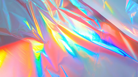 Close-up of a white plastic bag with a rainbow reflection, creating an ethereal and dreamy effect. The light reflects on the surface, giving it a subtle iridescence. --chaos 30 --ar 16:9 --v 6.1 Job ID: 8be15f4a-0e07-4c74-b0fe-168873456843の素材